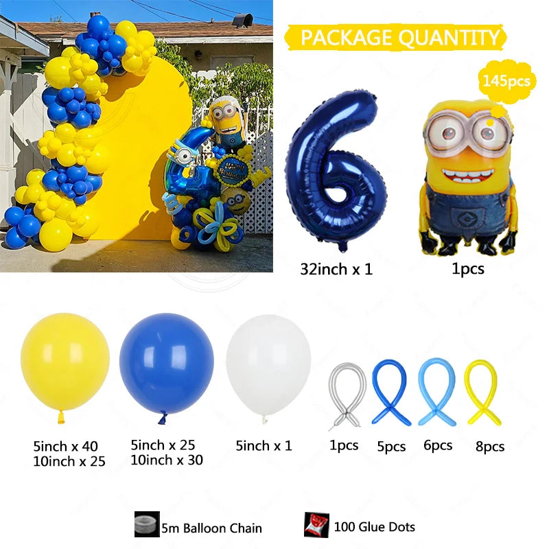 Minions Balloon Arch Set – 145pcs Party Decoration Kit for Birthdays & Baby Showers - Image 3