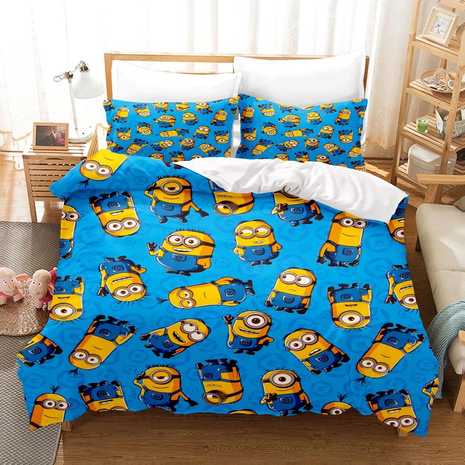 Minions Duvet Cover Set – 3-Piece Cartoon Bedding for Kids (Twin Size) - Image 4