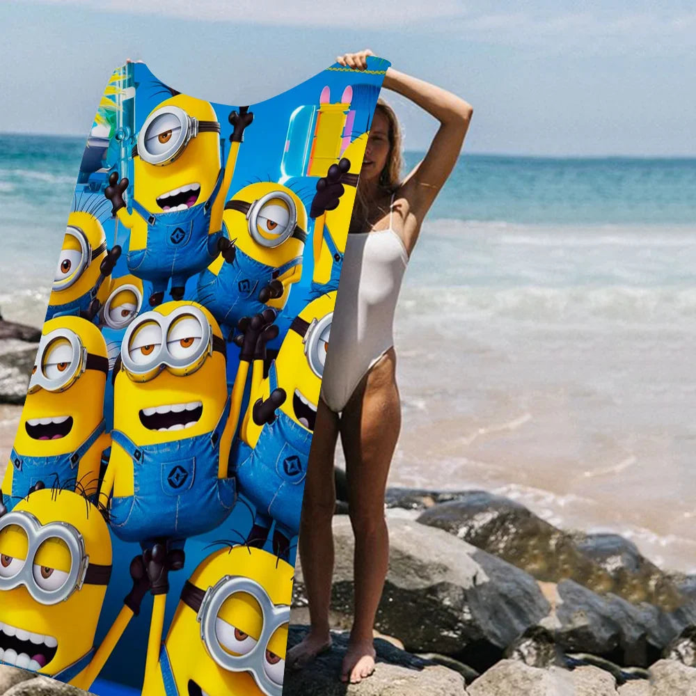 Minions Beach Towel – Colorful Microfiber Bath Towel for Girls - Image 5