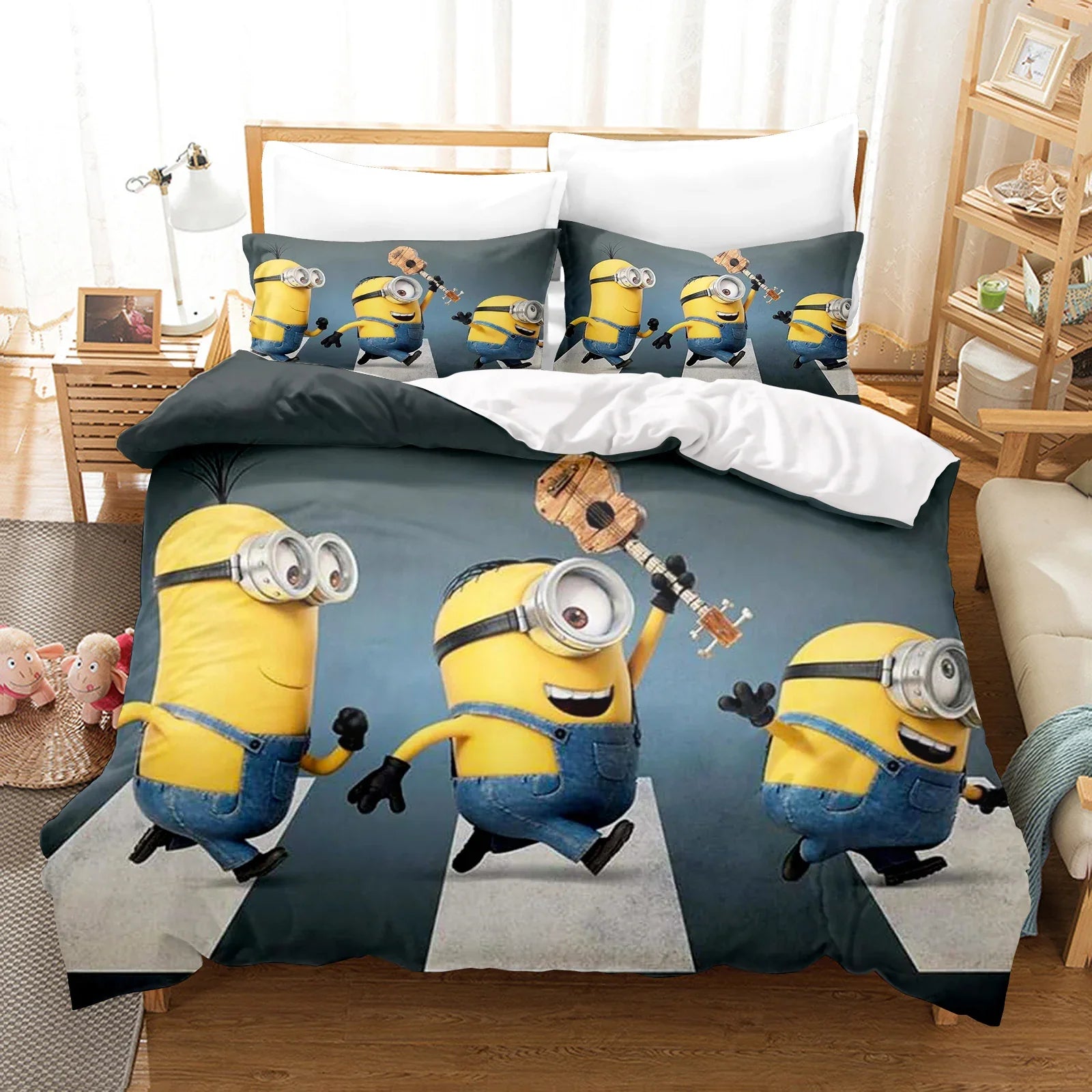 Minions Duvet Cover Set – 3-Piece Cartoon Bedding for Kids (Twin Size) - Image 7