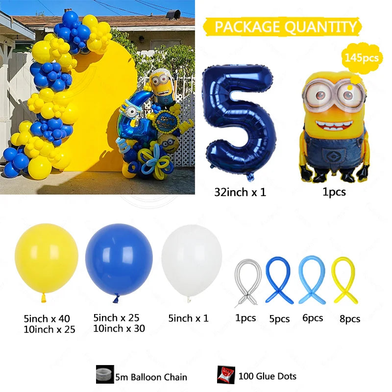 Minions Balloon Arch Set – 145pcs Party Decoration Kit for Birthdays & Baby Showers - Image 2