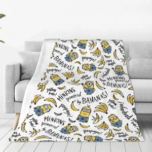 Minions Plush Blanket – Kawaii Warm Flannel Throw for Couch & Bed