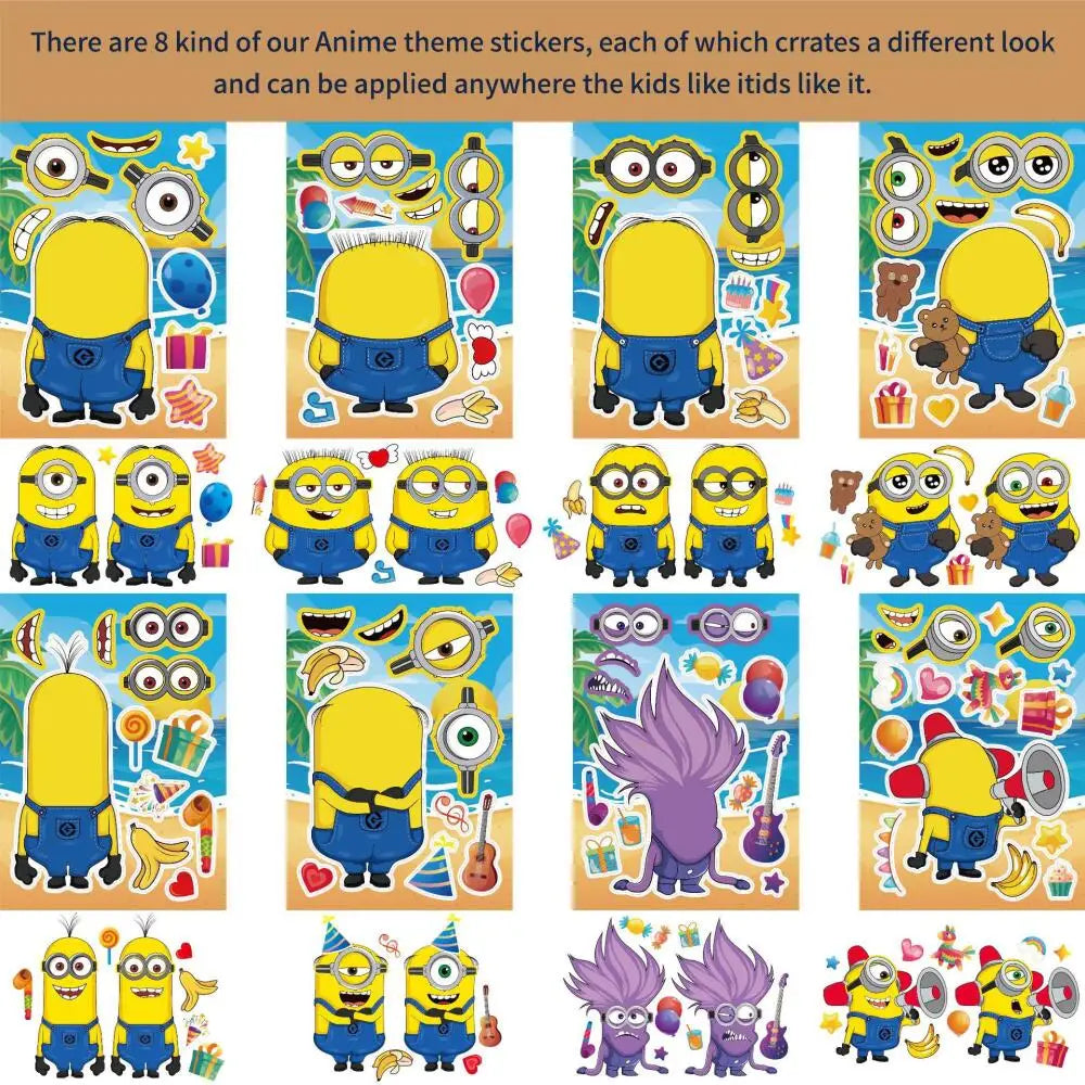 16pcs Minions DIY Sticker Anime Cartoon Despicable Me Cute Stickers