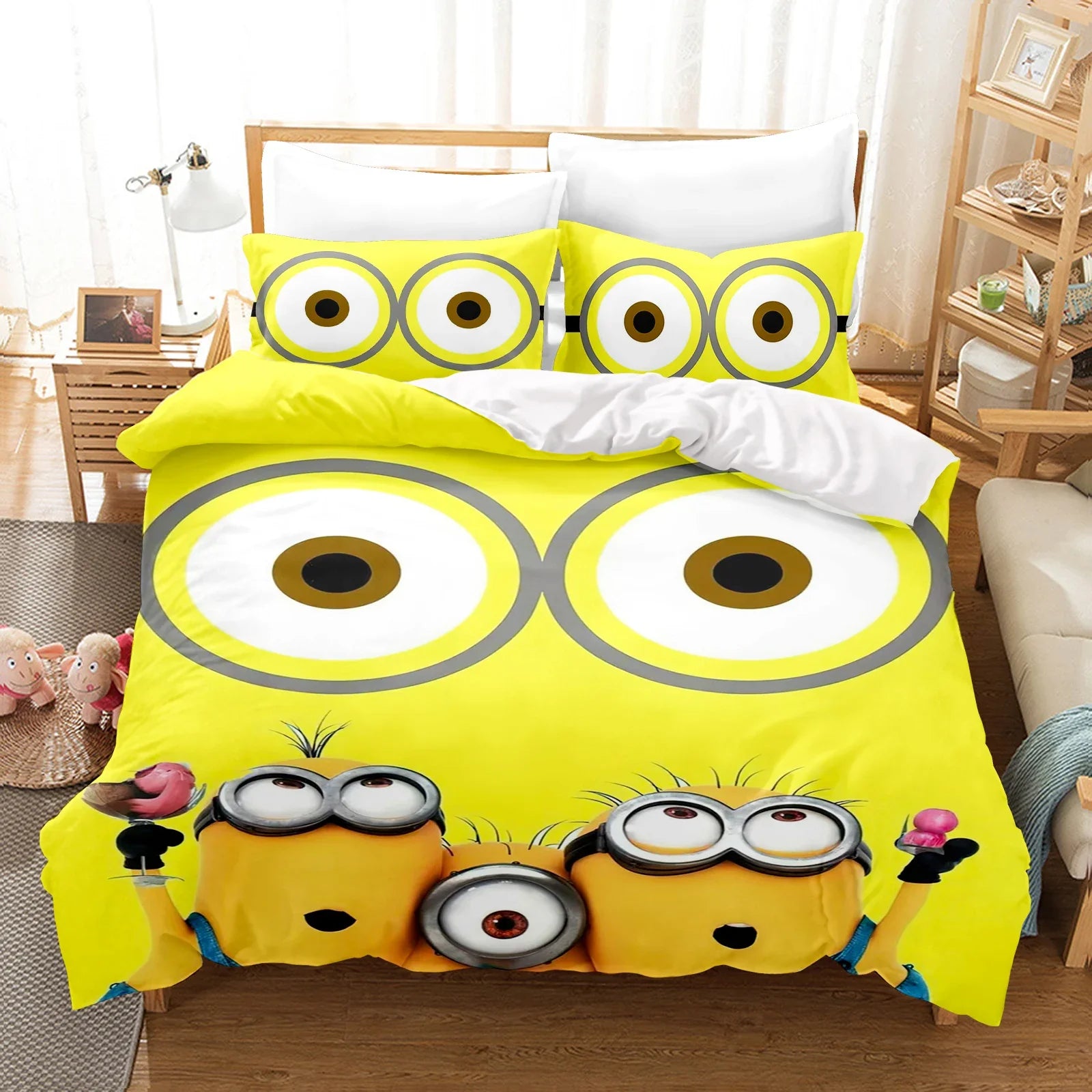 Minions Duvet Cover Set – 3-Piece Cartoon Bedding for Kids (Twin Size) - Image 8