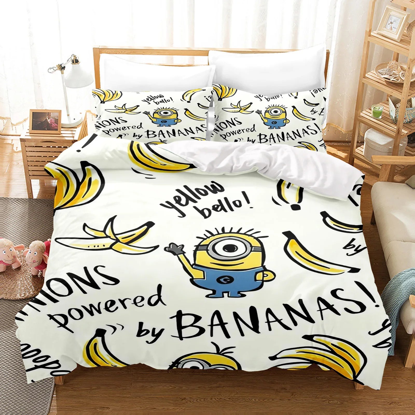 Minions Duvet Cover Set – 3-Piece Cartoon Bedding for Kids (Twin Size) - Image 3